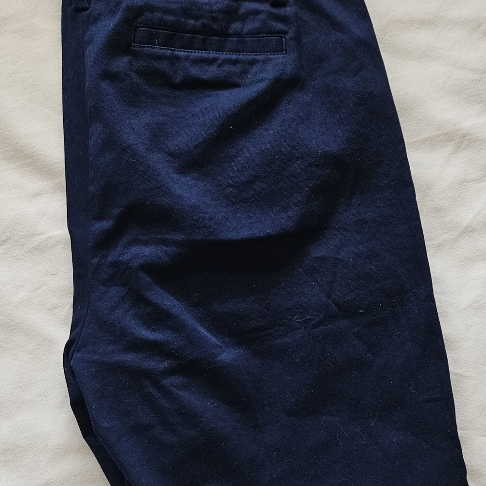 Lands’ End Navy Slim Leg Pants Size 10 Mid Rise Stretch Work Office
